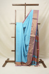 Sky Blue Maheshwari Saree - SRSBMS184EX