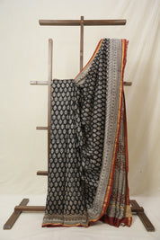 Black HBP Cotton Silk Saree With Chanderi Border - SRBCSS1582