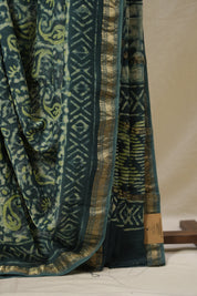 Green HBP Cotton Silk Saree With Maheshwari Border - SRGCSS1667