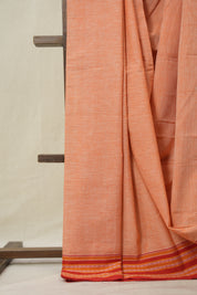 Orange Plain Cotton Patteda Anchu Saree - SROPAS309