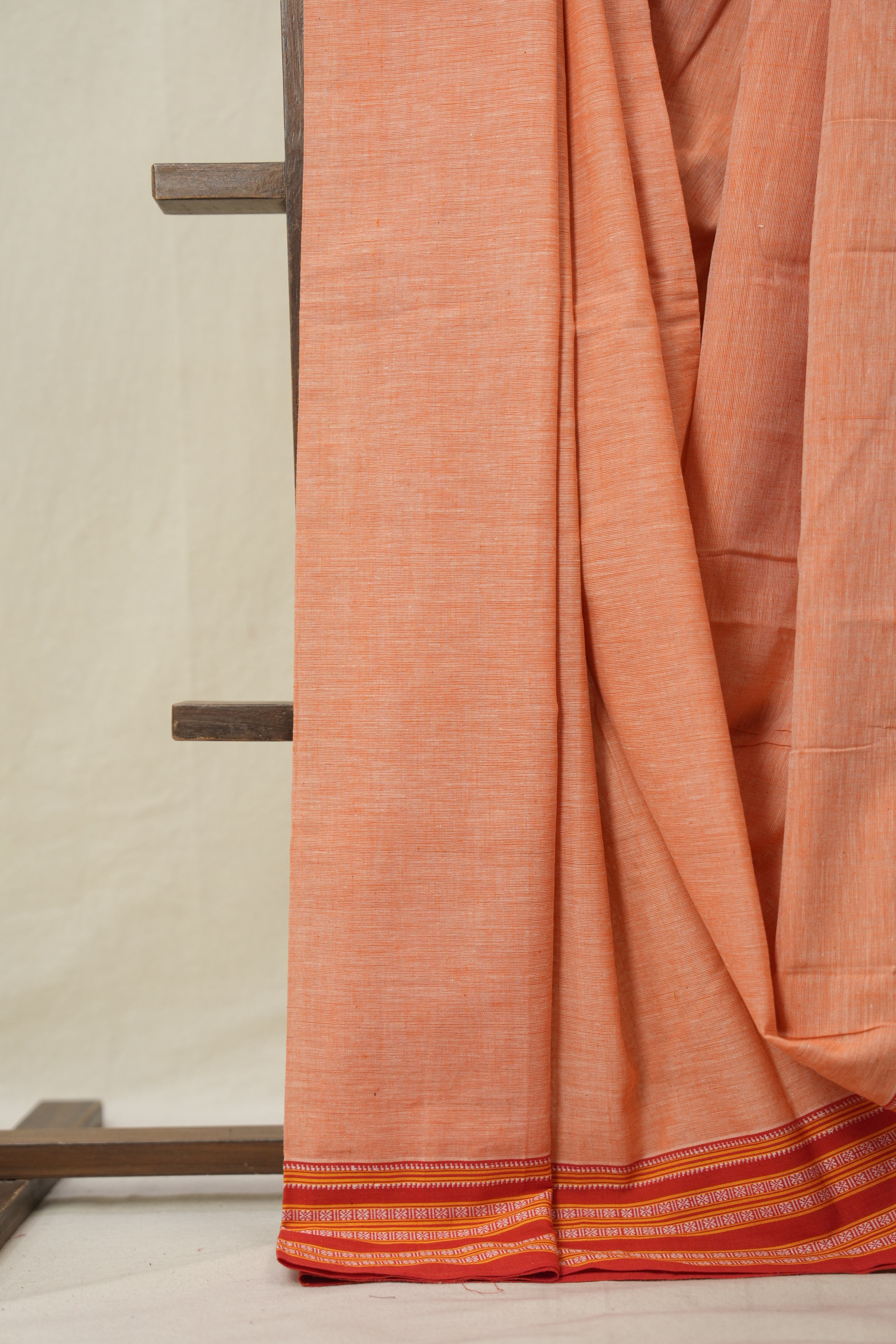 Orange Plain Cotton Patteda Anchu Saree - SROPAS309