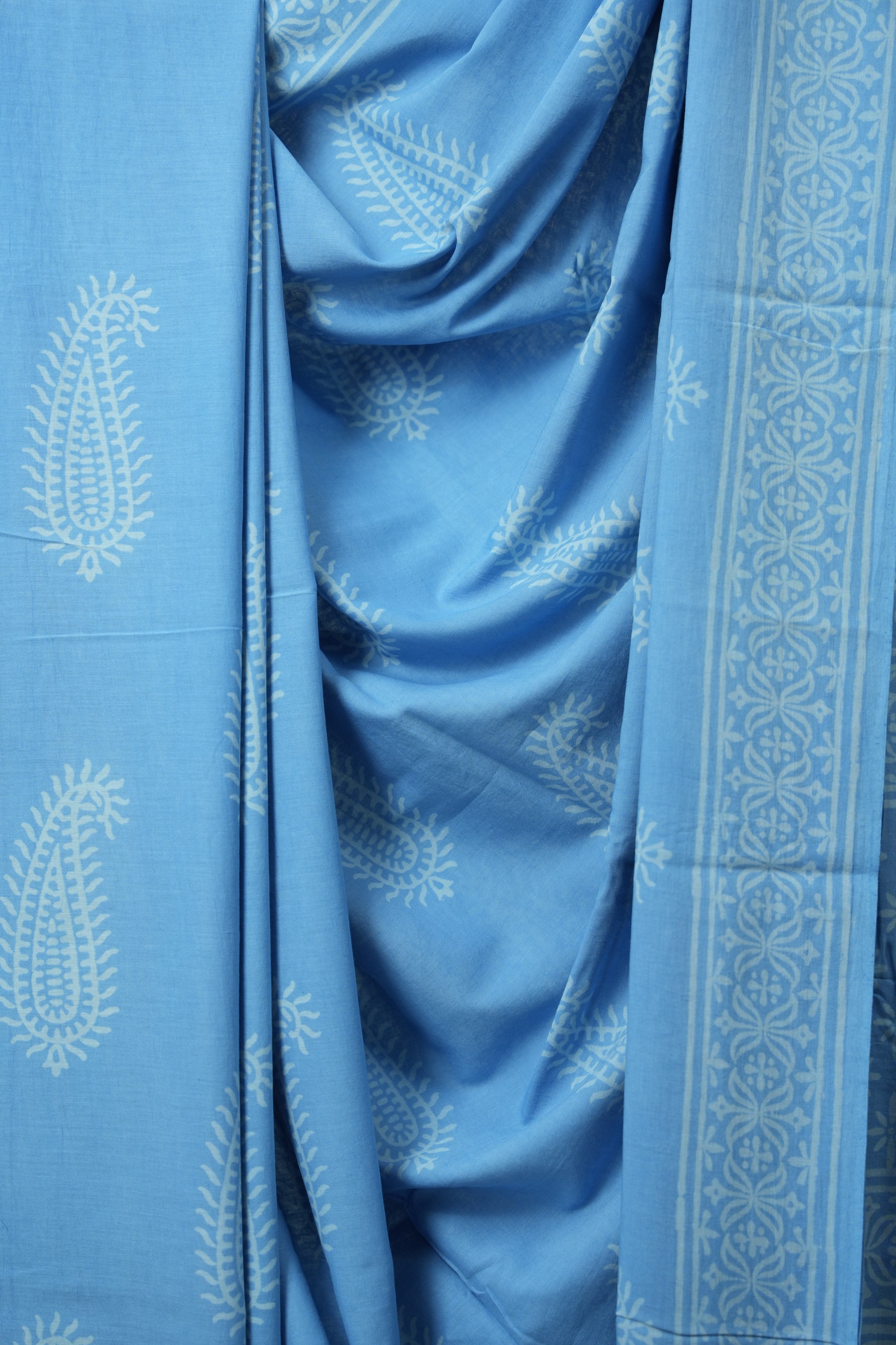 Sky Blue HBP Cotton Saree - SRSBCS3186