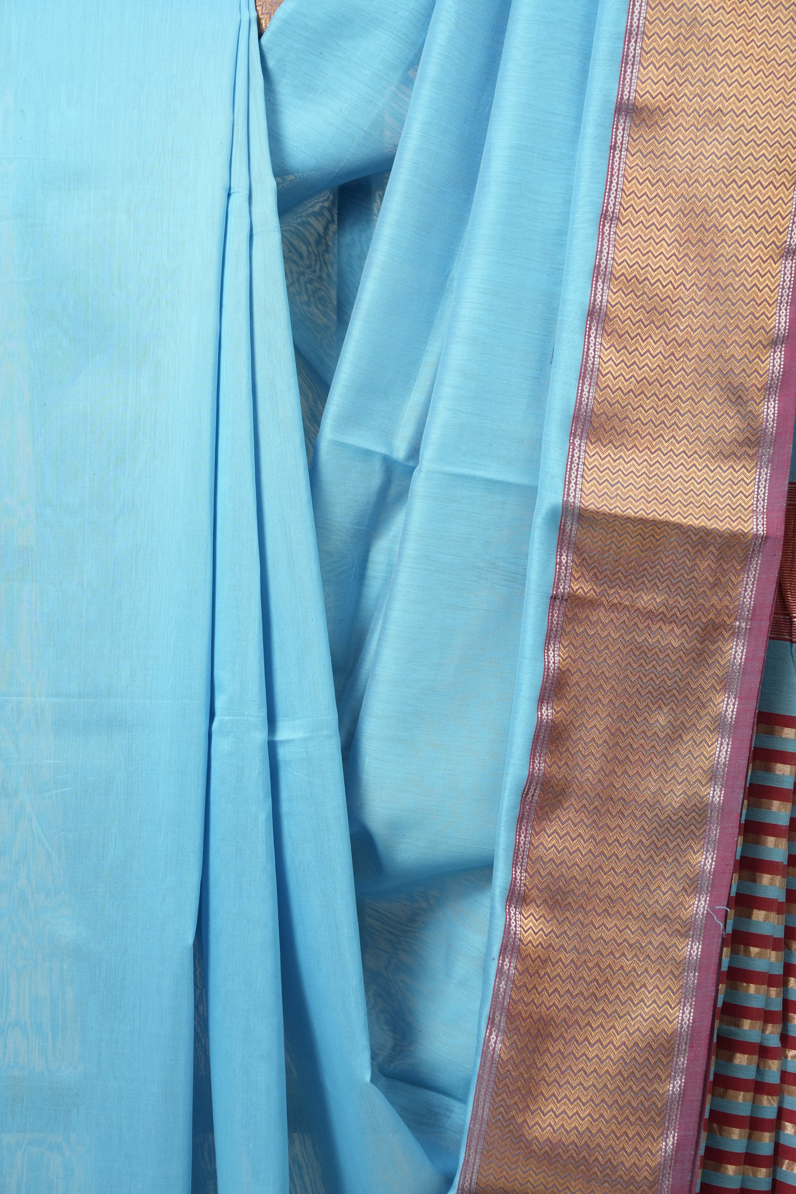 Sky Blue Maheshwari Saree - SRSBMS184EX