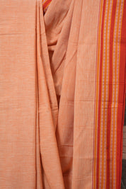 Orange Plain Cotton Patteda Anchu Saree - SROPAS309
