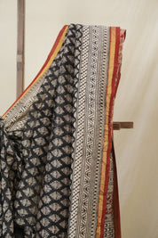Black HBP Cotton Silk Saree With Chanderi Border - SRBCSS1582