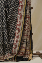 Black HBP Cotton Silk Saree With Chanderi Border - SRBCSS1581