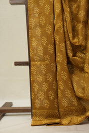 Mustard HBP Cotton Silk Saree With Maheshwari Border - SRMCSS1669