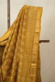 Mustard HBP Cotton Silk Saree With Maheshwari Border - SRMCSS1669