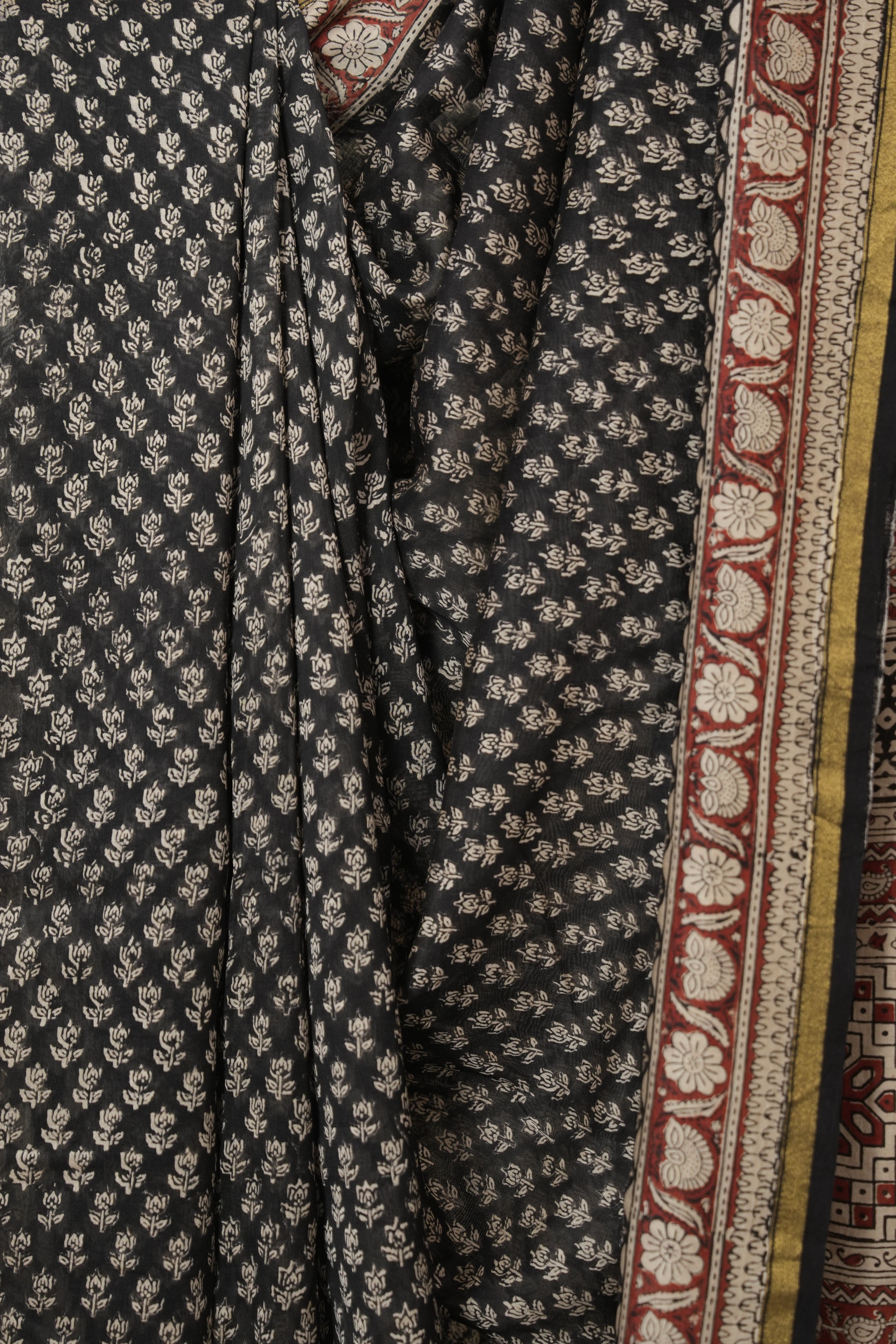 Black HBP Cotton Silk Saree With Chanderi Border - SRBCSS1581