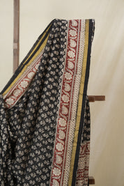 Black HBP Cotton Silk Saree With Chanderi Border - SRBCSS1581