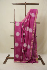 Pink HBP Cotton Silk Saree With Maheshwari Border - SRPCSS1670