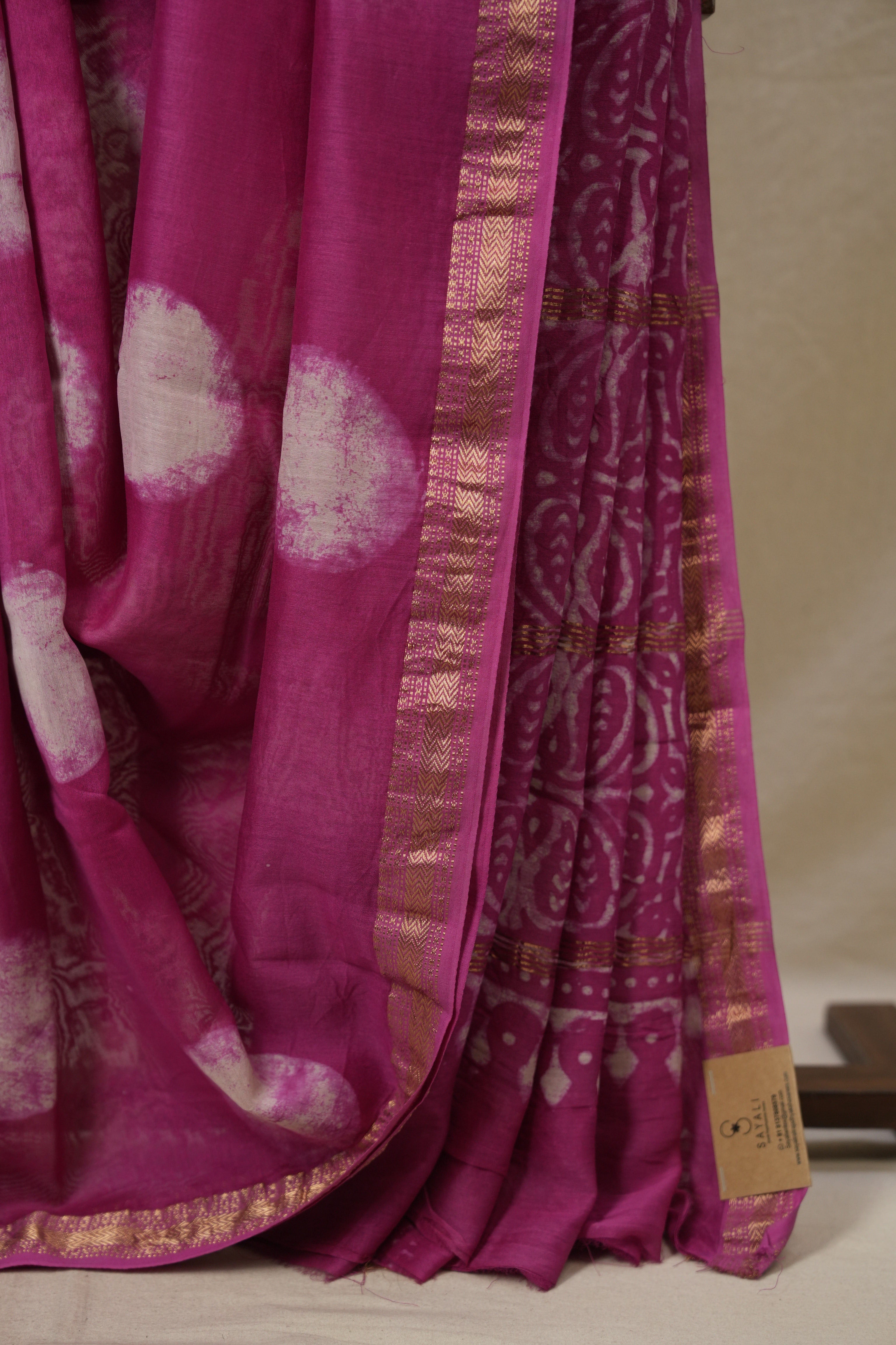 Pink HBP Cotton Silk Saree With Maheshwari Border - SRPCSS1670