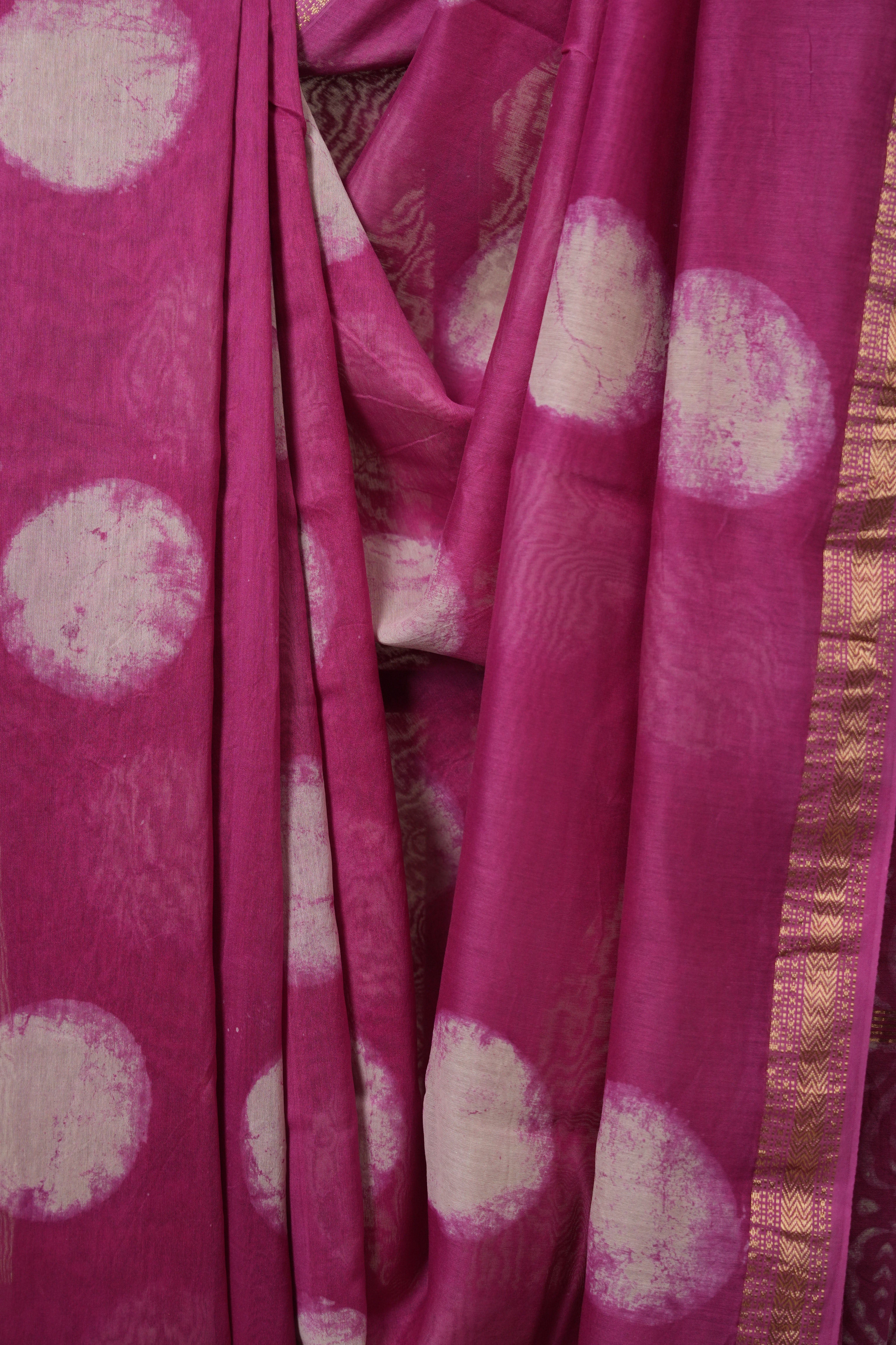 Pink HBP Cotton Silk Saree With Maheshwari Border - SRPCSS1670