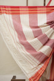 Off White Plain Cotton Patteda Anchu Saree - SROWPAS347