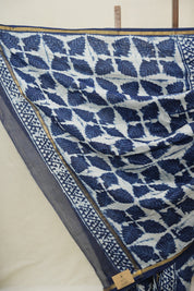 Indigo HBP Cotton Silk Saree With Chanderi Border - SRICSS1589