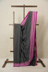 Black Small Checks Patteda Anchu Saree - SRBPAS179
