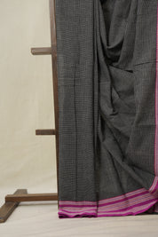 Black Small Checks Patteda Anchu Saree - SRBPAS179
