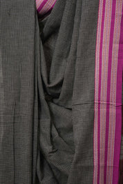 Black Small Checks Patteda Anchu Saree - SRBPAS179