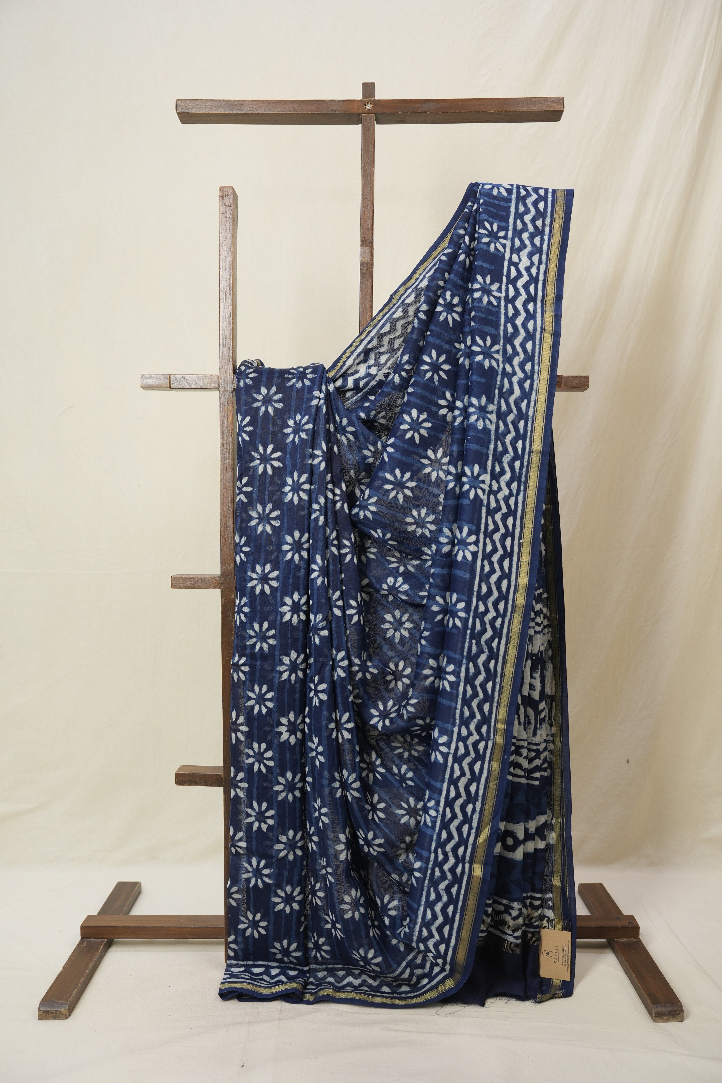 Indigo Blue HBP Cotton Silk Saree With Chanderi Border - SRIBCSS1588