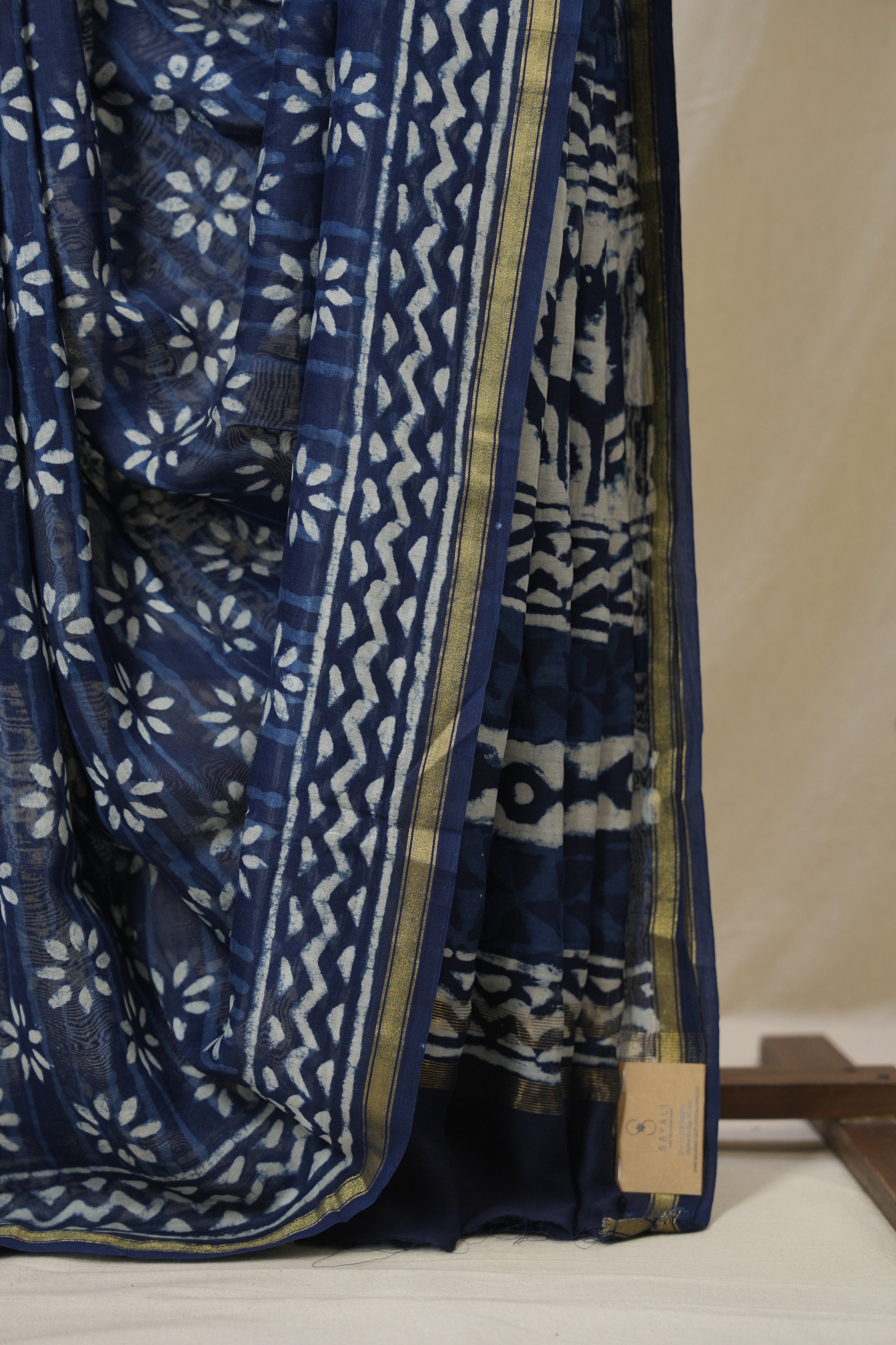 Indigo Blue HBP Cotton Silk Saree With Chanderi Border - SRIBCSS1588