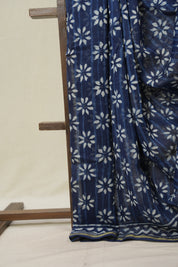 Indigo Blue HBP Cotton Silk Saree With Chanderi Border - SRIBCSS1588