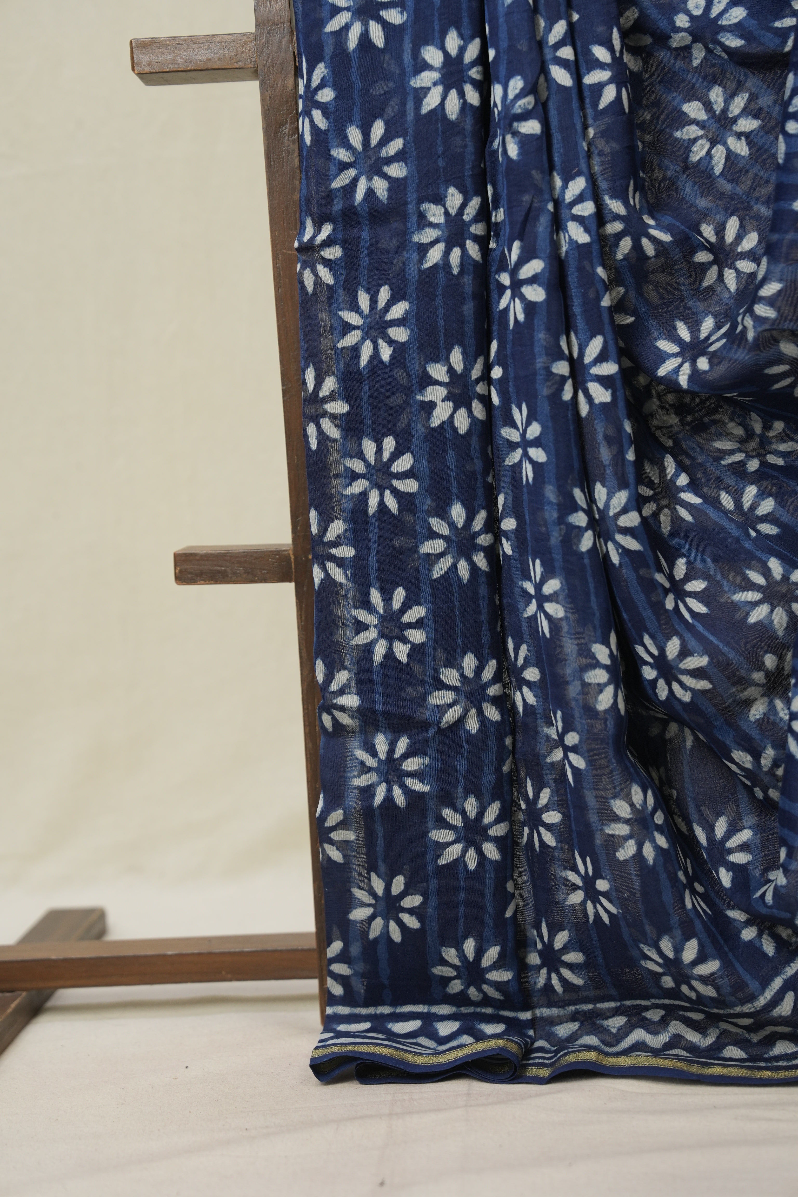 Indigo Blue HBP Cotton Silk Saree With Chanderi Border - SRIBCSS1588