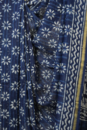 Indigo Blue HBP Cotton Silk Saree With Chanderi Border - SRIBCSS1588