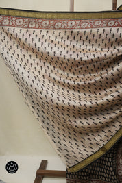 Black HBP Cotton Silk Saree With Maheshwari Border - SRBCSS1666