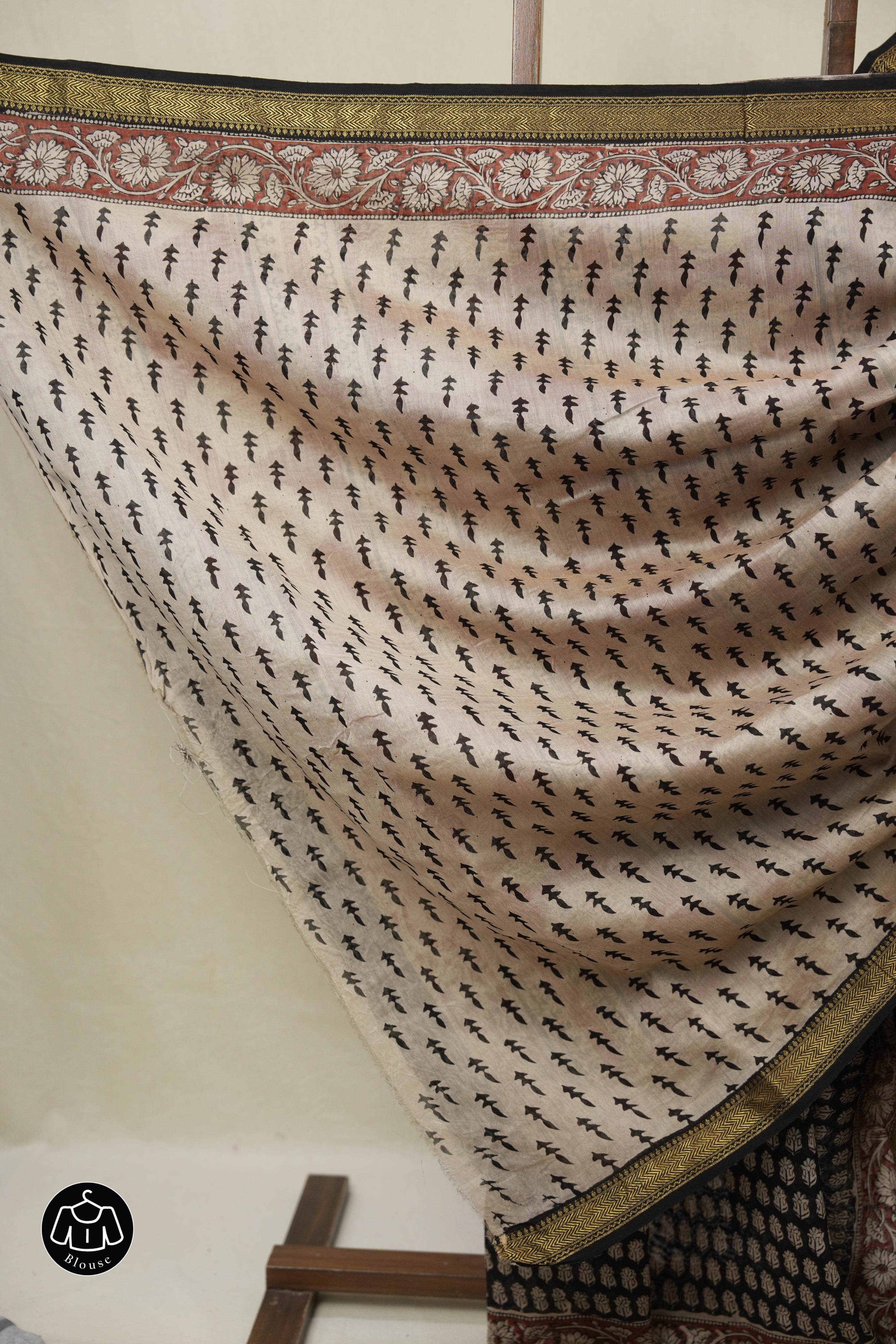 Black HBP Cotton Silk Saree With Maheshwari Border - SRBCSS1666