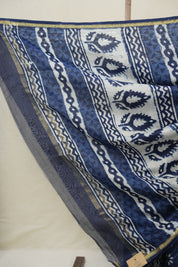 Indigo Blue HBP Cotton Silk Saree With Chanderi Border - SRIBCSS1588