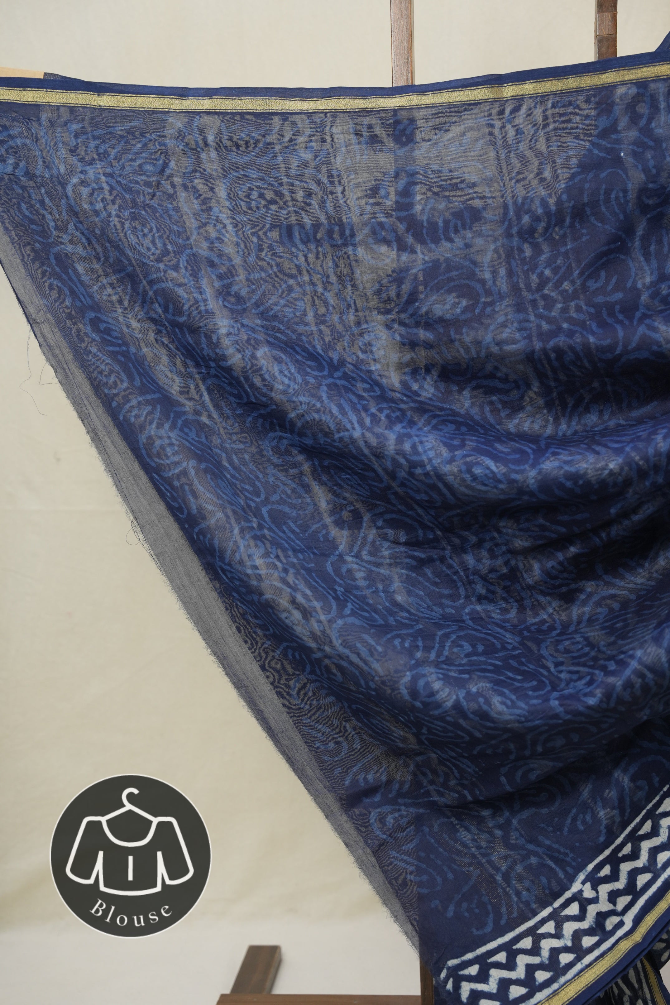 Indigo Blue HBP Cotton Silk Saree With Chanderi Border - SRIBCSS1588