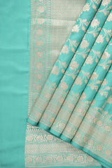 Turquoise Banarasi Silk Saree - Saavari - SSTBSS61