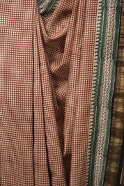 Beige HBP Cotton Silk Saree With Maheshwari Border - SRBCSS1665