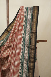 Beige HBP Cotton Silk Saree With Maheshwari Border - SRBCSS1665