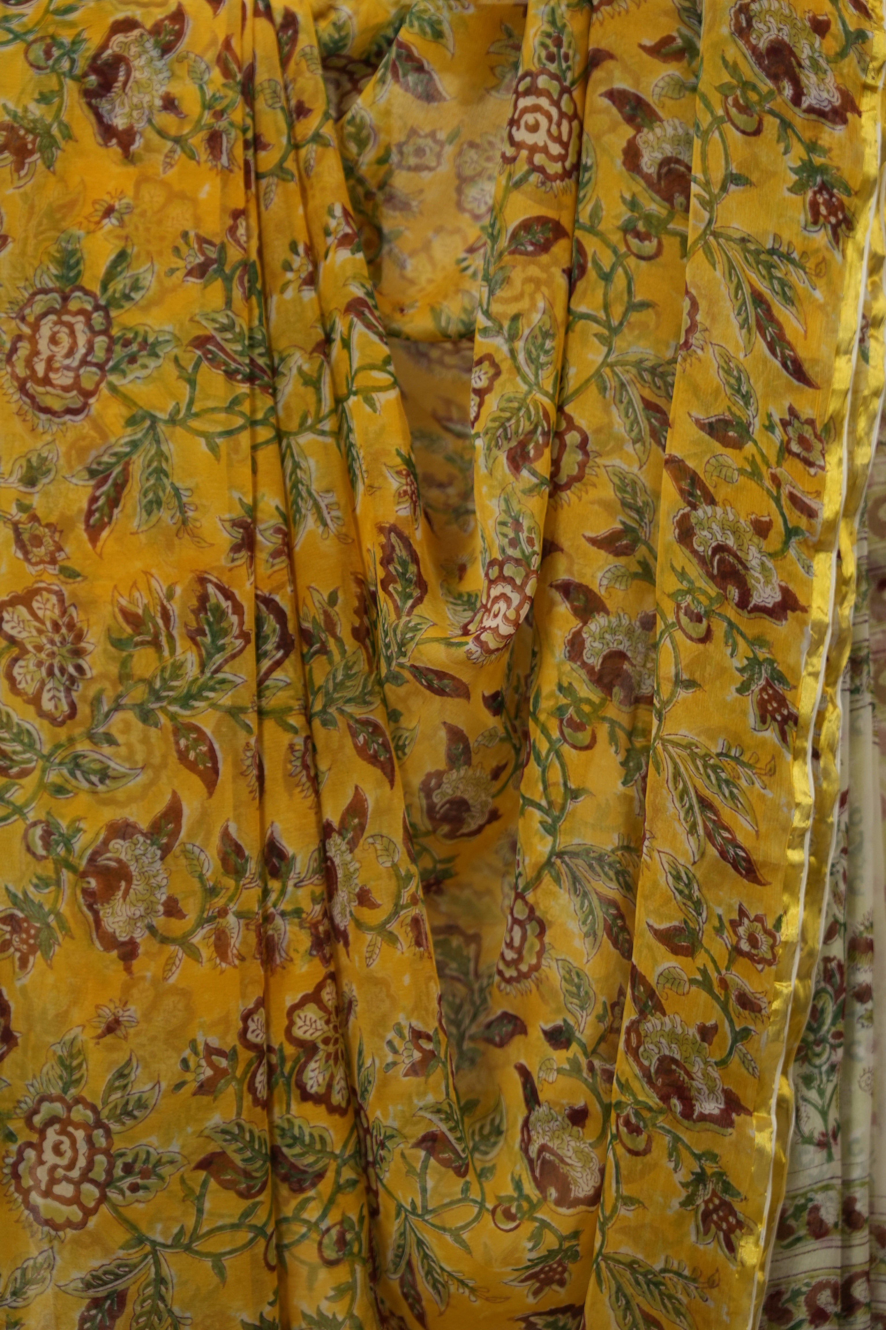Yellow HBP Chiffon Saree - SRYHCS23
