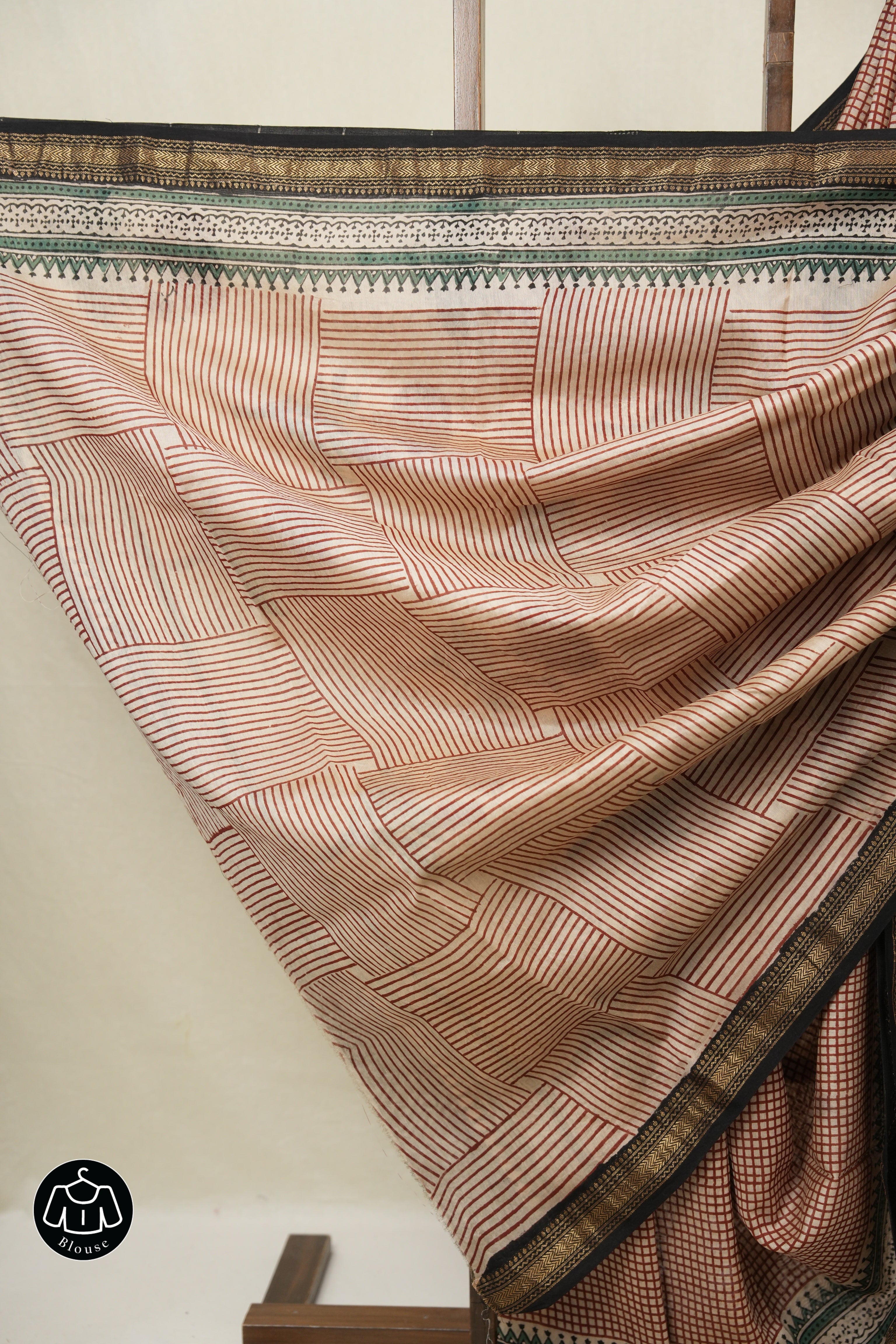 Beige HBP Cotton Silk Saree With Maheshwari Border - SRBCSS1665