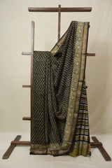 Black HBP Cotton Silk Saree With Maheshwari Border - SRBCSS1664