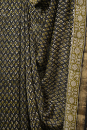 Black HBP Cotton Silk Saree With Maheshwari Border - SRBCSS1664