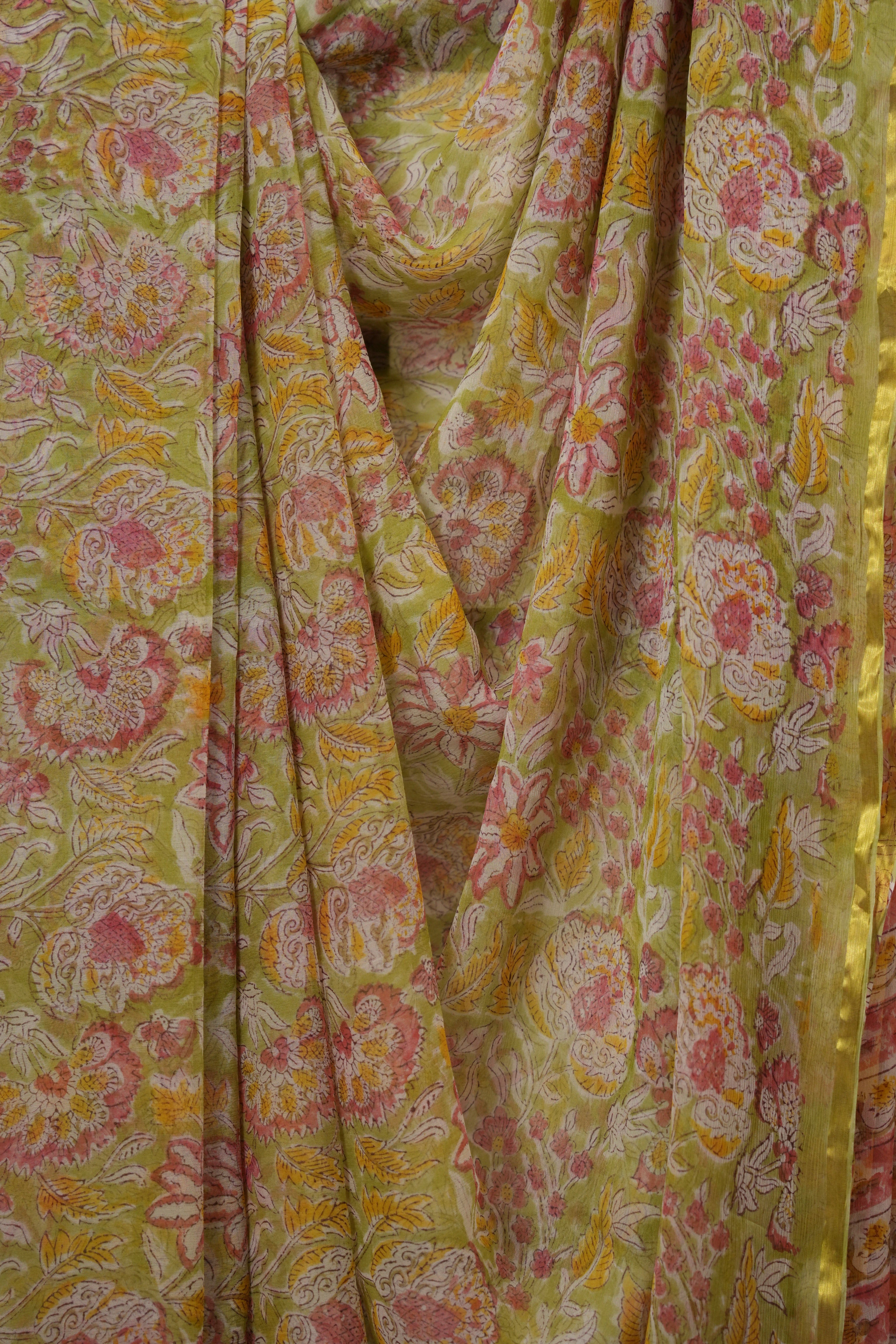 Pista Green HBP Chiffon Saree - SRPGHGS15