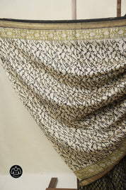 Black HBP Cotton Silk Saree With Maheshwari Border - SRBCSS1664