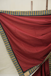 Red Cotton Patchwork Saree - SRRCPS297