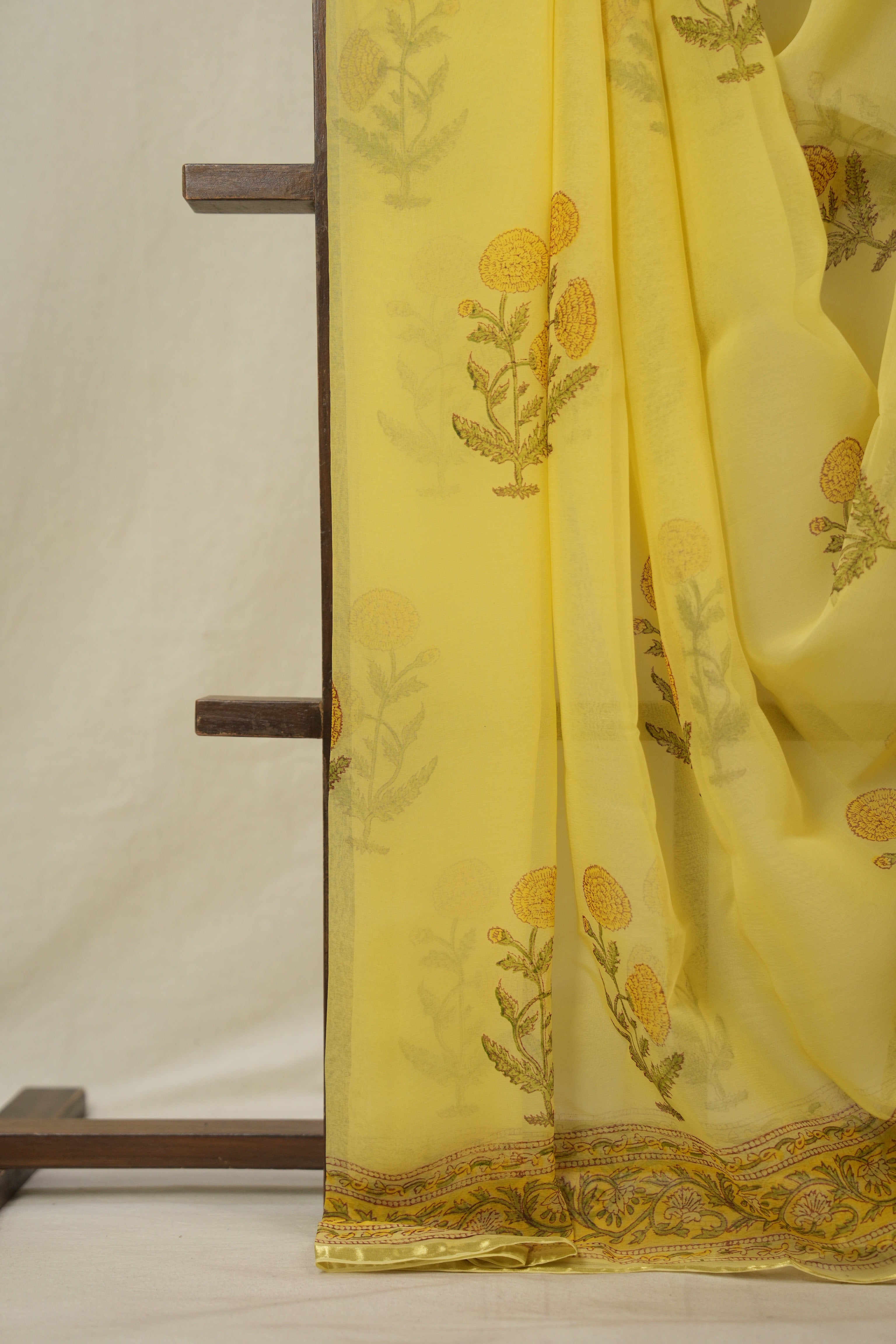 Cream Yellow HBP Chiffon Saree - SRCYHCS26