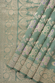 Mint Banarasi Silk Saree - Saavari - SSMBSS81