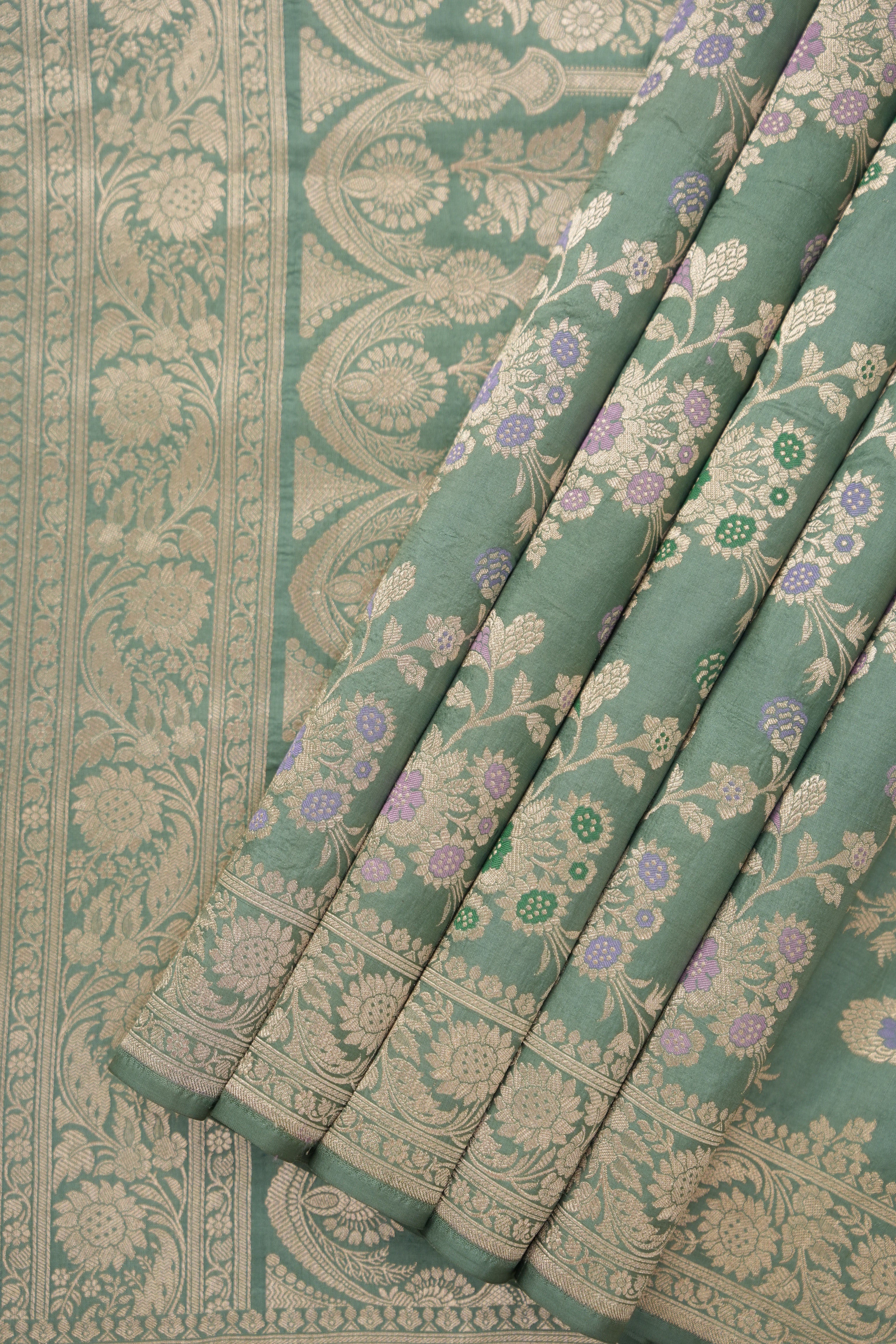 Mint Banarasi Silk Saree - Saavari - SSMBSS81