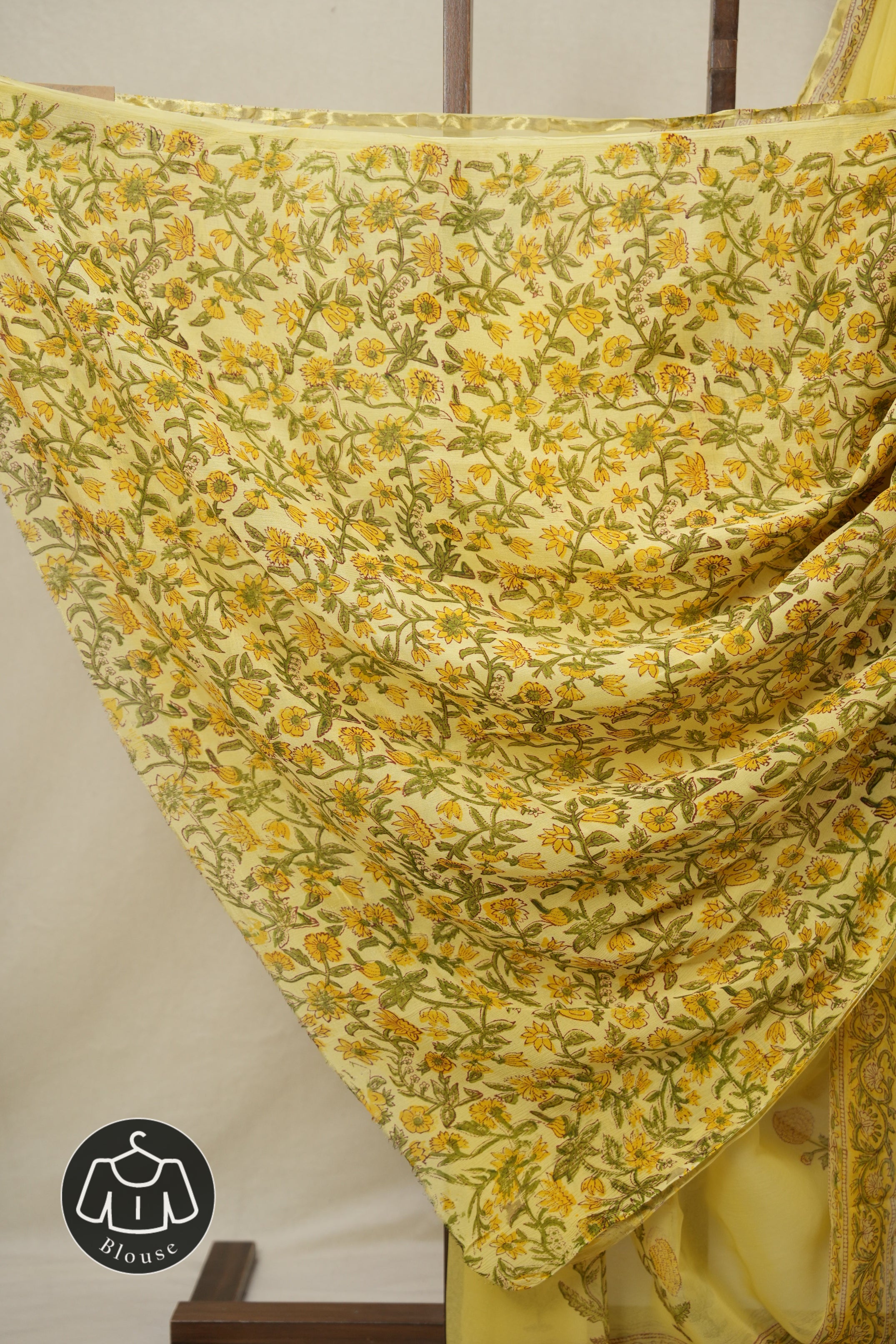 Cream Yellow HBP Chiffon Saree - SRCYHCS26