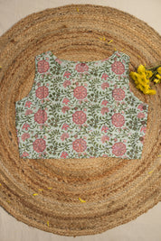 Aqua Green HBP Cotton Sleevless Blouse-SRACSB126