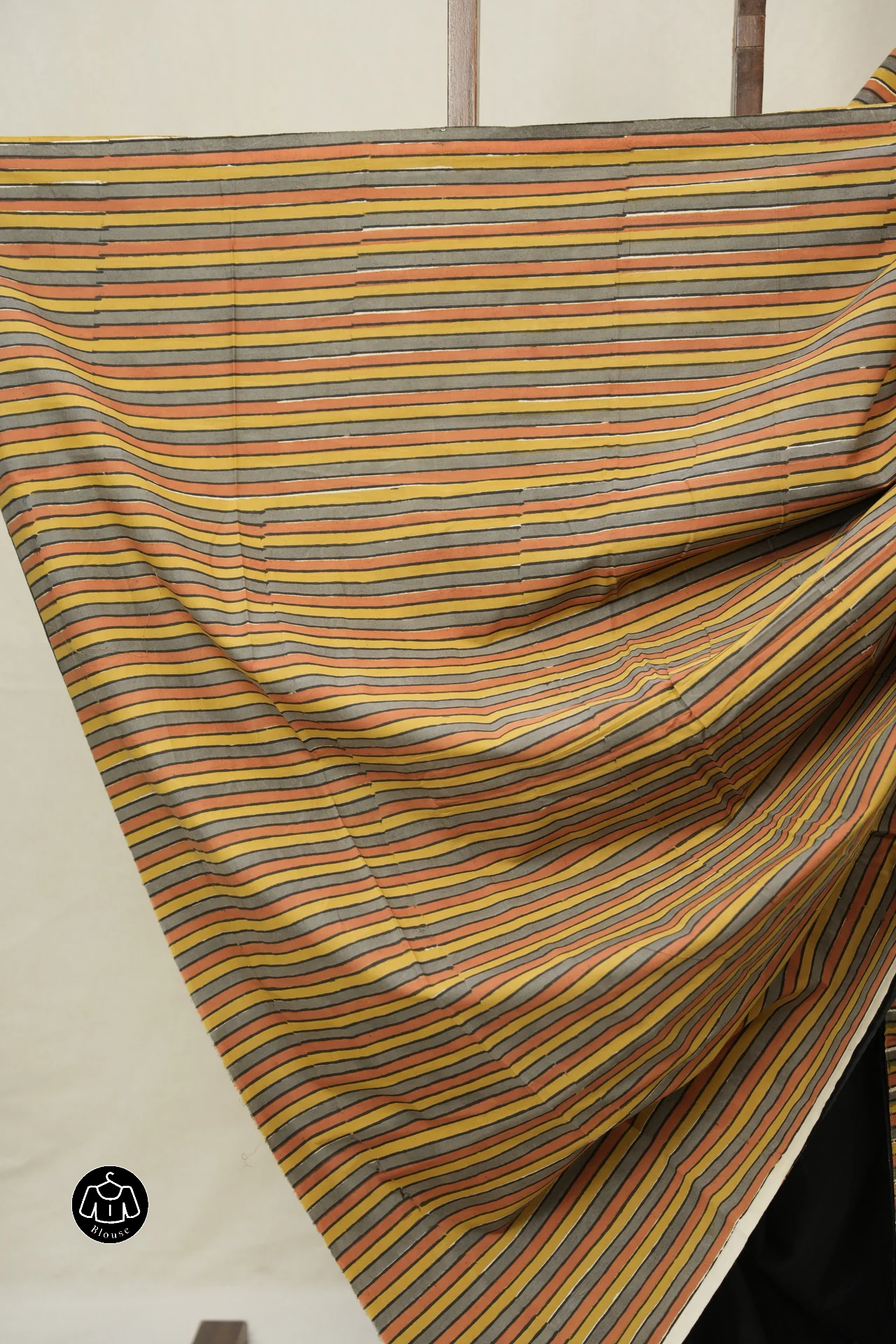 Black Cotton Patchwork Saree - SRBCPS295