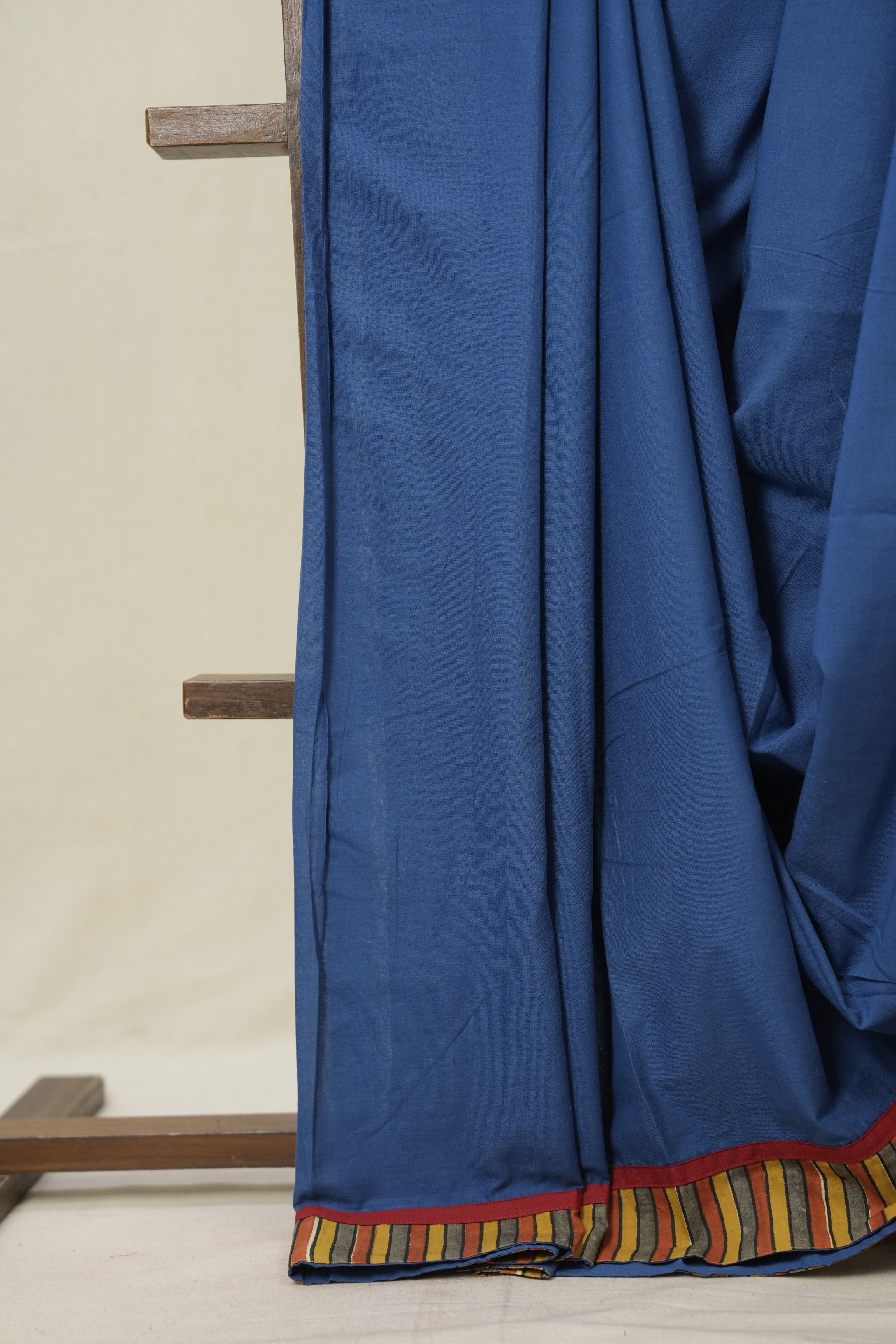 Blue Cotton Patchwork Saree - SRBCPS294