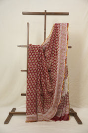 Red HBP Chiffon Saree - SRRHGS21