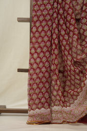 Red HBP Chiffon Saree - SRRHGS21